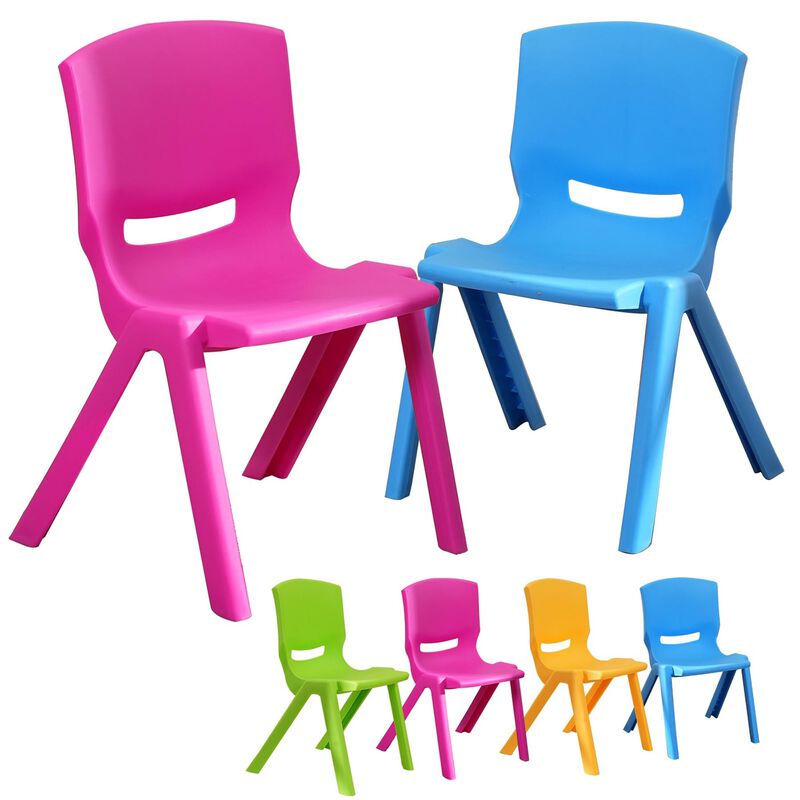 CLIHOME Lightweight Plastic Kids Chair with 11.8" H Seat for Preschool and Toddlers Children Backrest stackable Chair image number 5
