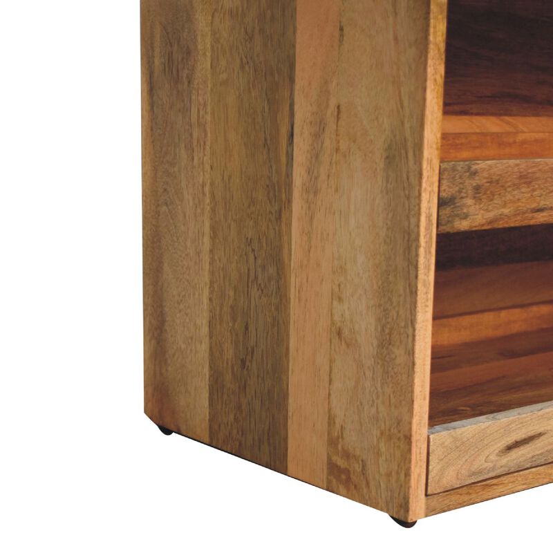 Artisan Furniture Buffalo Hide Pull out Oak-ish Shoe Storage Bench
