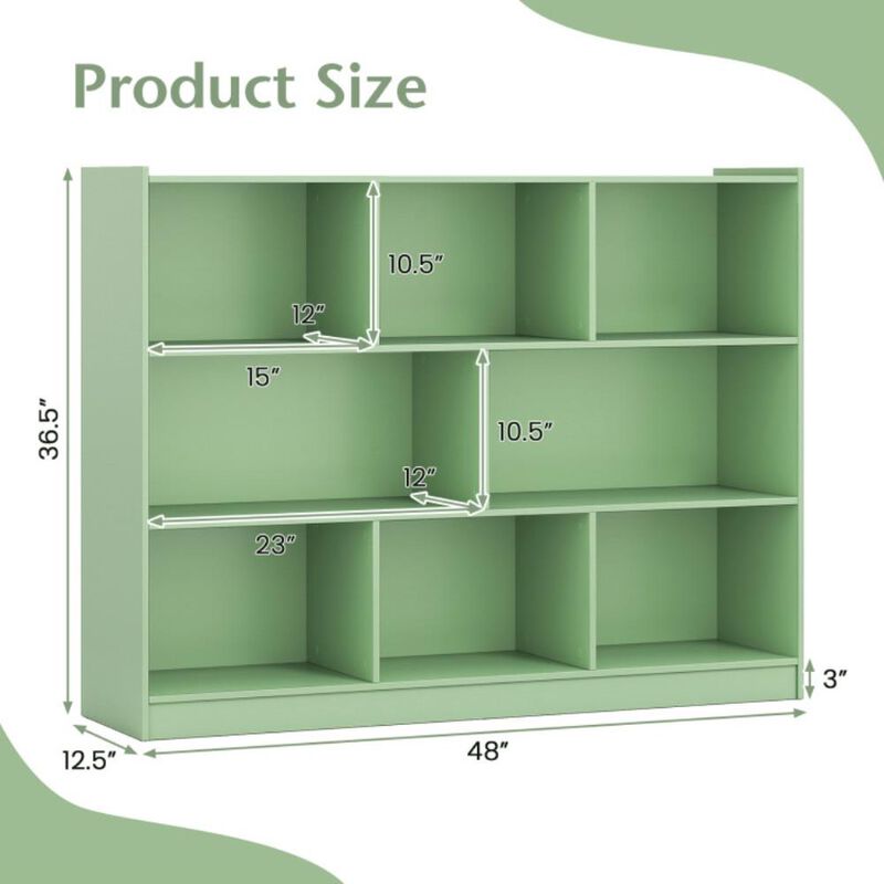 Hivvago 3-Tier Open Bookcase 8-Cube Floor Standing Storage Shelves