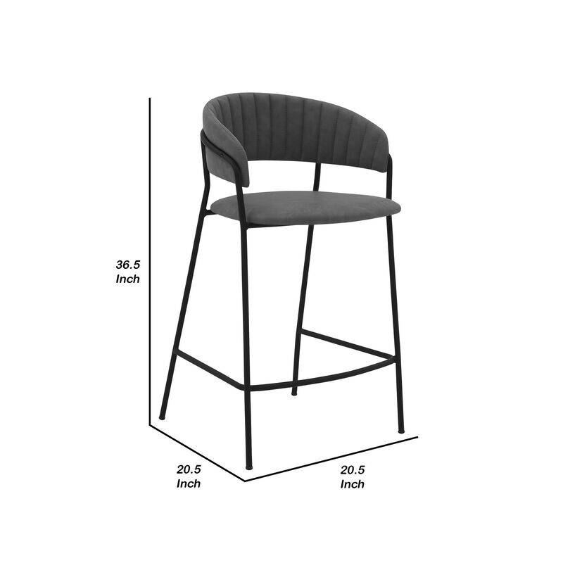 26 Inch Leatherette Seat Counter Height Barstool,Gray and Black-Benzara image number 5