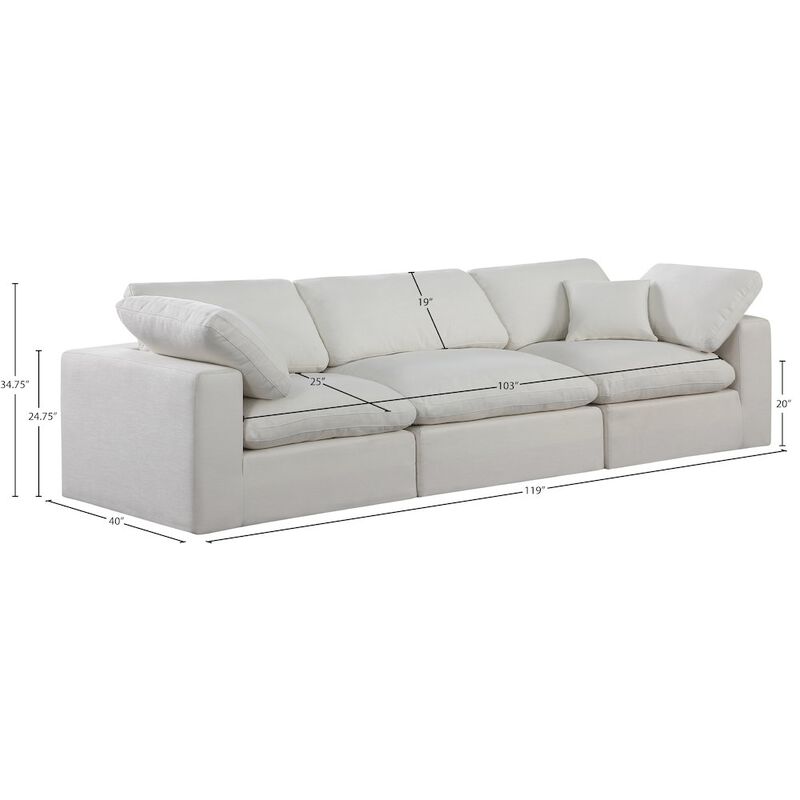 Meridian Furniture Comfy Cream Linen Textured Fabric Modular Sofa