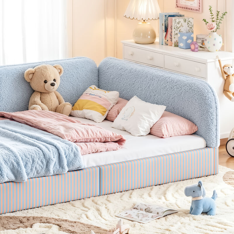 Hemzas Teddy Boucl&eacute; Upholstered Kids Daybed Frame image number 8