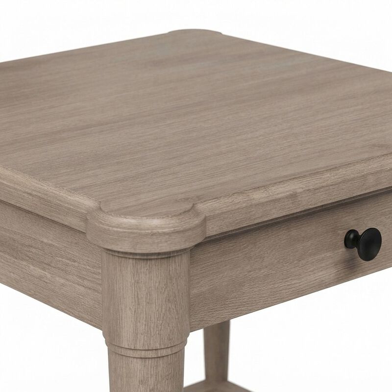 Rubberwood and Mindi Veneer End Table, Transitional Side Stand, Sand image number 4