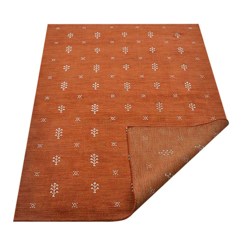 RUGSOTIC CARPETS HAND KNOTTED LOOM WOOL ECO-FRIENDLY AREA RUGS  - 3'x5', Rectangle, Orange White Color, Contemporary Modern Design, High Pile Handmade Anti Skid Rugs for Living Room (L00501)