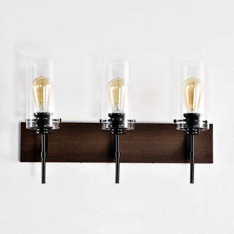 ELEMENT ACE 3-Light Wall Mounted Bathroom Vanity Light Fixture with Clear Glass Shade, Over Mirror Lighting for Kitchen, Bedroom, Hallway, Dining Room image number 9