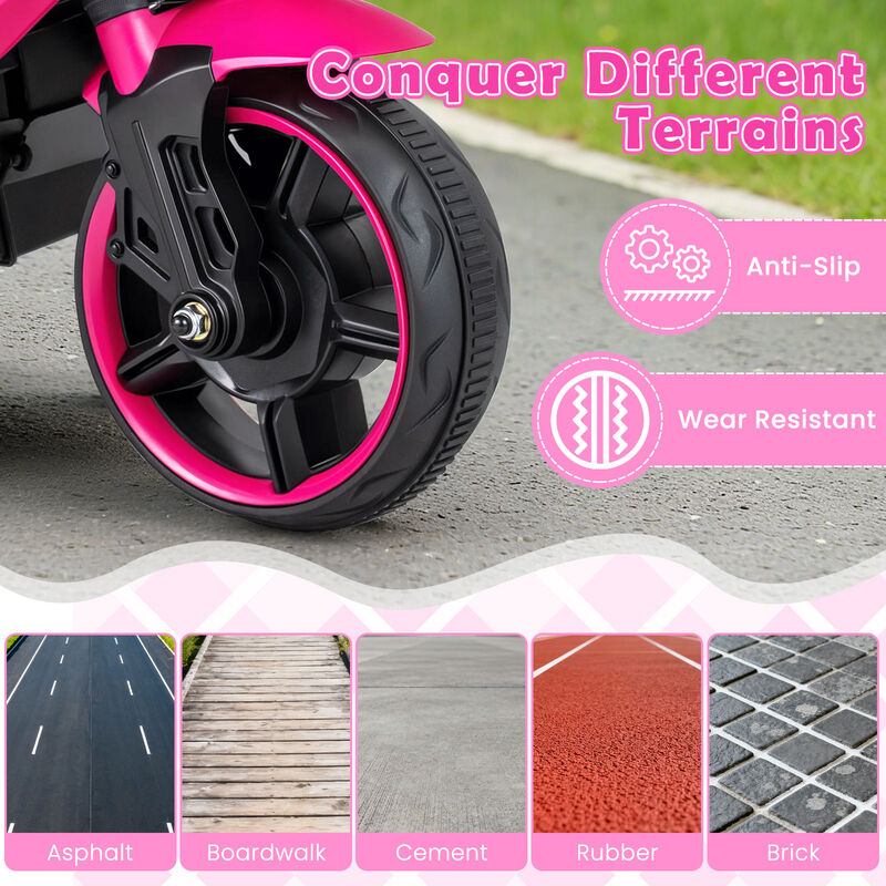 Electric Kids Motorcycle 6V with Headlights Music and Detachable Training Wheels for Yard image number 6