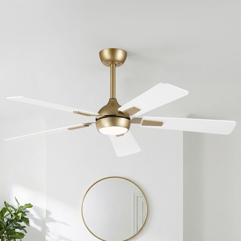 52" Modern Gold Reversible Dimmable 6-Speed Smart Ceiling Fan with Light, APP Control and Remote image number 1