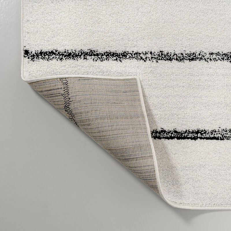 Williamsburg Minimalist Stripe Cream/Black 8 ft. x 10 ft. Area Rug