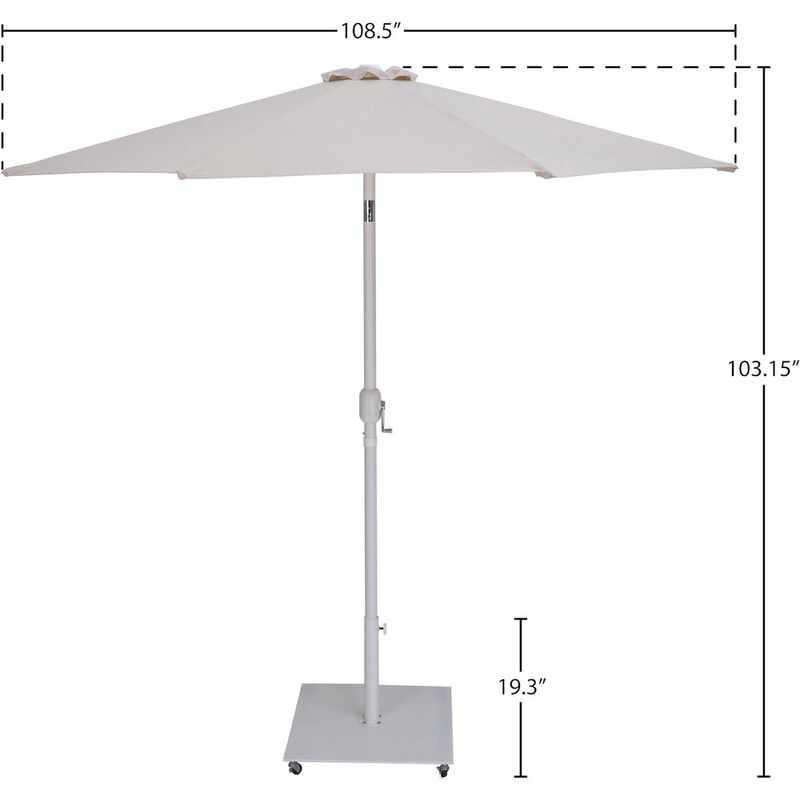 Meridian Furniture Fiji Beige Fabric / Matte White Aluminum Patio Umbrella with Base Sets