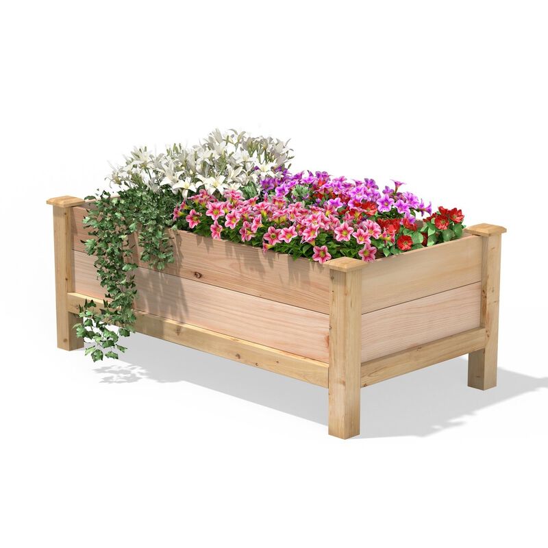 QuikFurn Farmhouse 24-in x 48-in x 19-in Cedar Elevated Victory Garden Bed - Made in USA