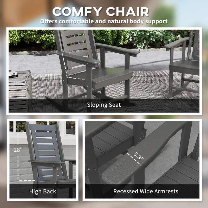 Modern Outdoor Rocking Chair Set of 2, Stylish Patio Rocker with Cushions for Yard or Balcony