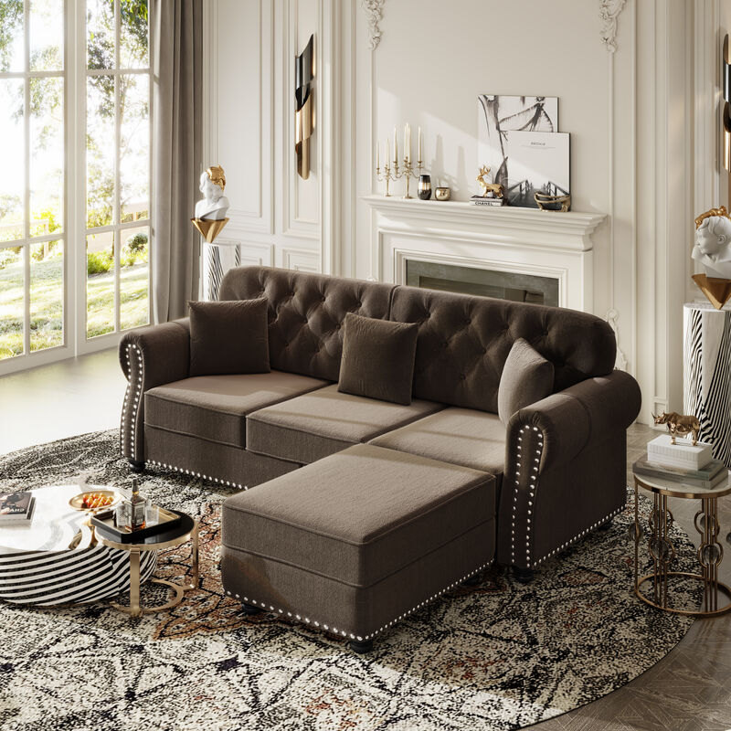 Upholstered Velvet Sofa 4 Seat image number 2