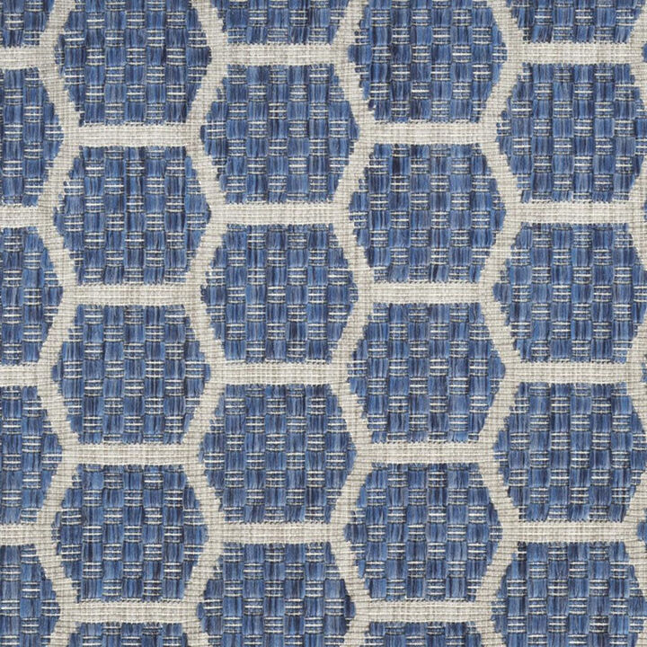 HomeRoots 12' Blue And Ivory Geometric Indoor Outdoor Runner Rug