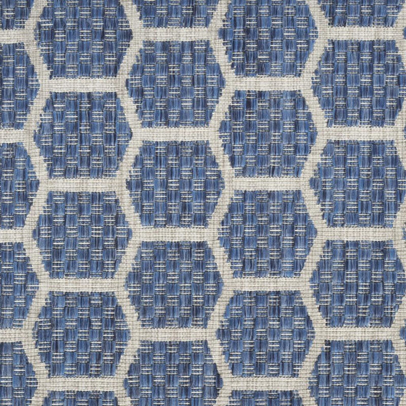 HomeRoots 12' Blue And Ivory Geometric Indoor Outdoor Runner Rug image number 0