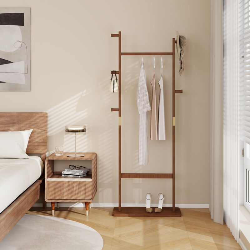 GOODSILO Freestanding Solid Wood Coat Rack Durable Garment Storage Hanger Easy to Assemble for Entryway Bedroom Living Room Holds Coats Hats Scarves and Bags image number 3