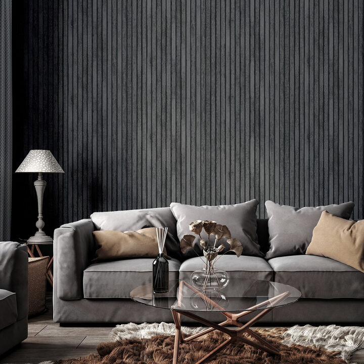 Herman Charcoal Wood Wallpaper