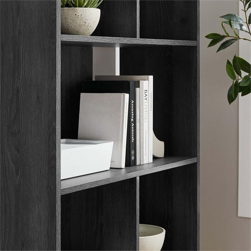 Modway EEI-5743-CHA Transmit 5 Shelf Wood Grain Bookcase, Charcoal image number 7