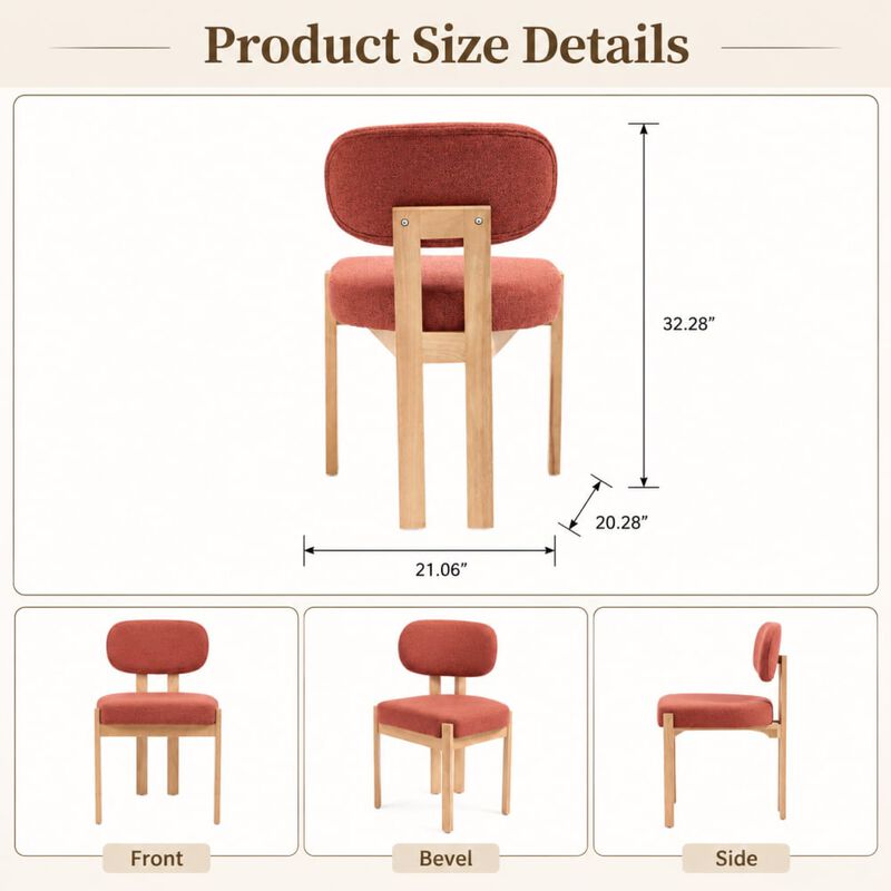 GOODSILO Mid-Century Modern Upholstered Wooden Dining Chairs Set of 2, Sturdy Space-Saving Seating for Kitchen and Dining Room Small Spaces image number 1