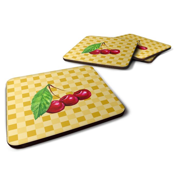 Caroline's Treasures Cherries on Basketweave Decorative coasters, 3.5, Multicolor