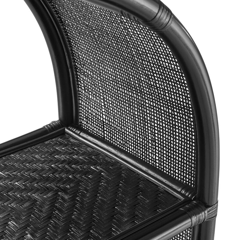 Modway Celeste Tall Arched 67 Inch Wood and Natural Rattan Bookcase in Black &ndash; Tall Open Back Bookshelf with 6 Shelves for Living Room, Bedroom, Office image number 8