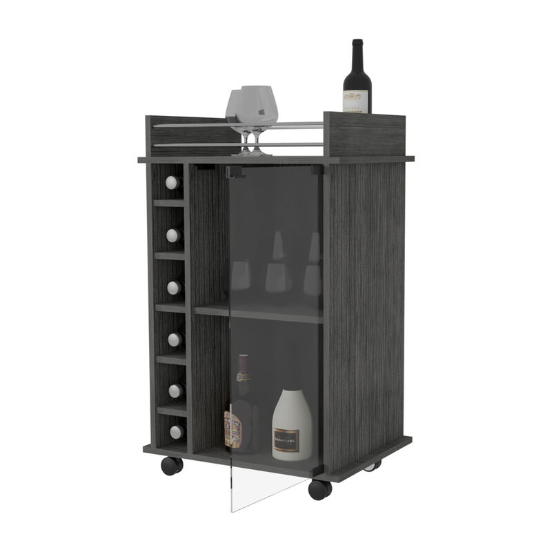 Savannah 6-Bottle 3-Shelf Bar Cart Smokey Oak