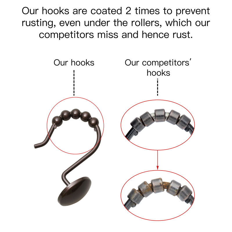 Utopia Alley Rust-Resistant Metal Shower Curtain Hooks, Smooth Glide S-Hooks with Ball End - Set of 12 image number 9