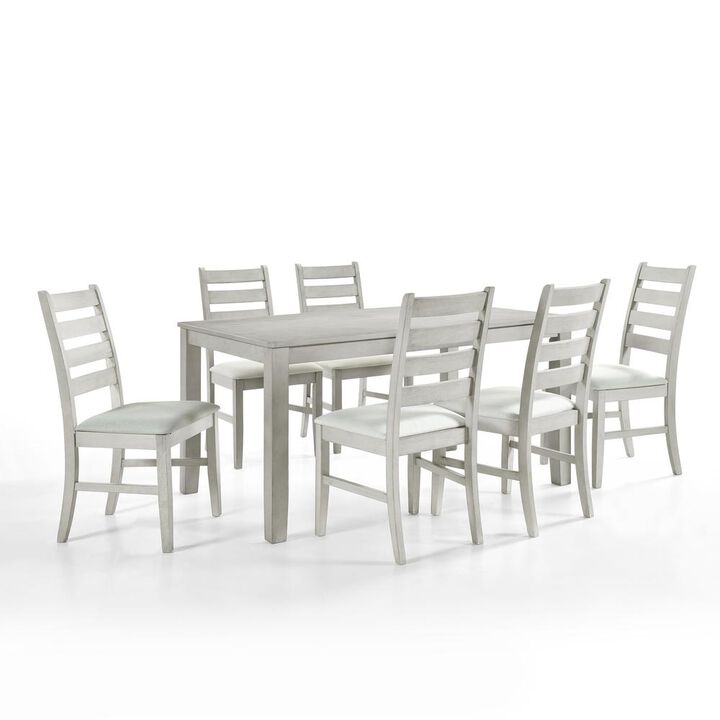New Classic Furniture Pascal 59 Retangular Wood Dining Set with 6 Chairs in Driftwood