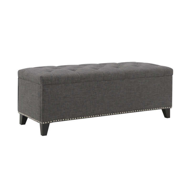 Merax Storage Ottoman, Storage Bench with Safety Close Hinge, Linen Button