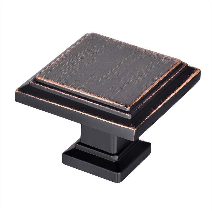 YCSJ Square Cabinet Knobs - 20 Pack / 1.3 Inch(32mm), Oil Rubbed Bronze Drawer Pulls, Vintage Cabinet Hardware for Kitchen Drawe