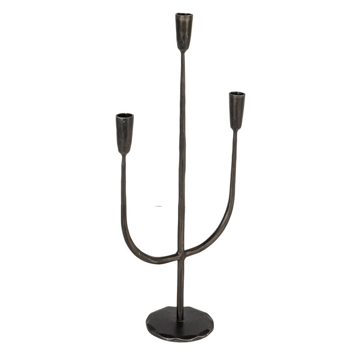 Hand-Forged Metal Candelabra, Antique Brass Finish