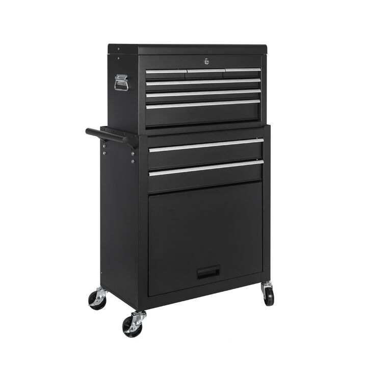 ELEMENT ACE 8-Drawer Rolling Tool Storage Cabinet, 2-in-1 Detachable Top Tool Box with Lockable Wheels, Side Hooks, Locking Mechanism for Garage and Workspace Organization