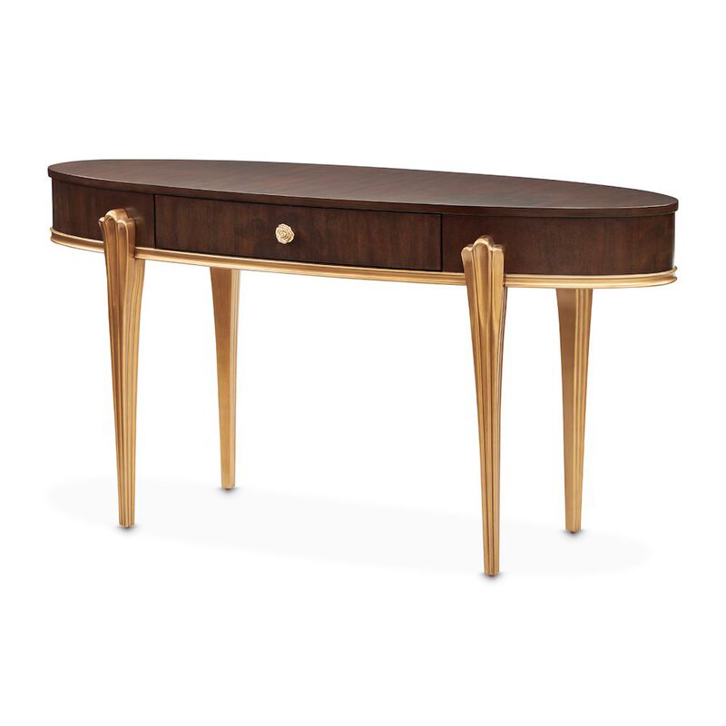 Michael Amini Camellia Field Vanity Desk - Warm Pecan