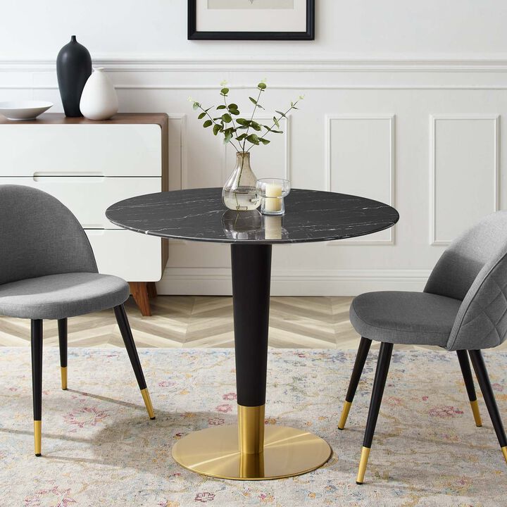 Modway - Zinque 36" Artificial Marble Dining Table Gold Black