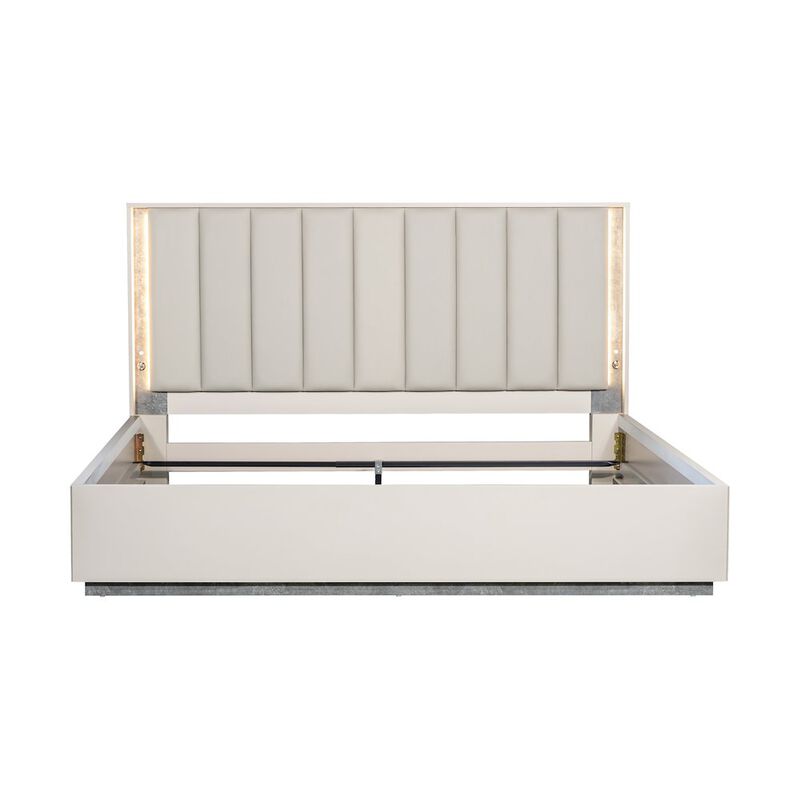 Michael Amini Pavira Eastern King Bed with LED Lights - Stone image number 3