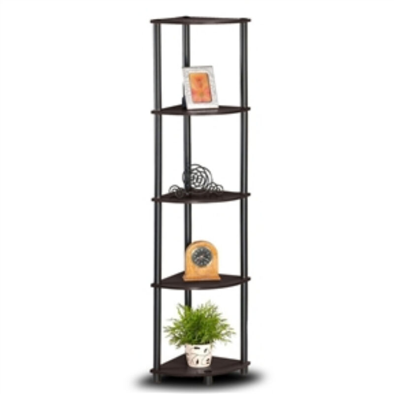 5-Tier Corner Display Shelf Bookcase for Space-Saving Storage