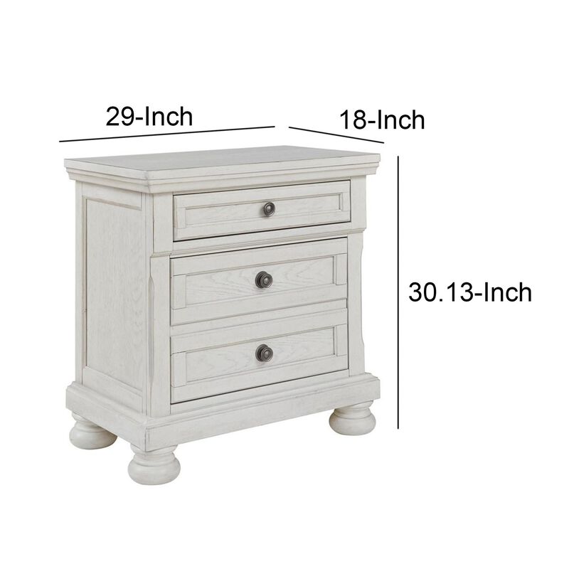 Julia 30 Inch Casual Nightstand, Wood, 2 Drawers, Pull Out Tray, White - Benzara image number 4