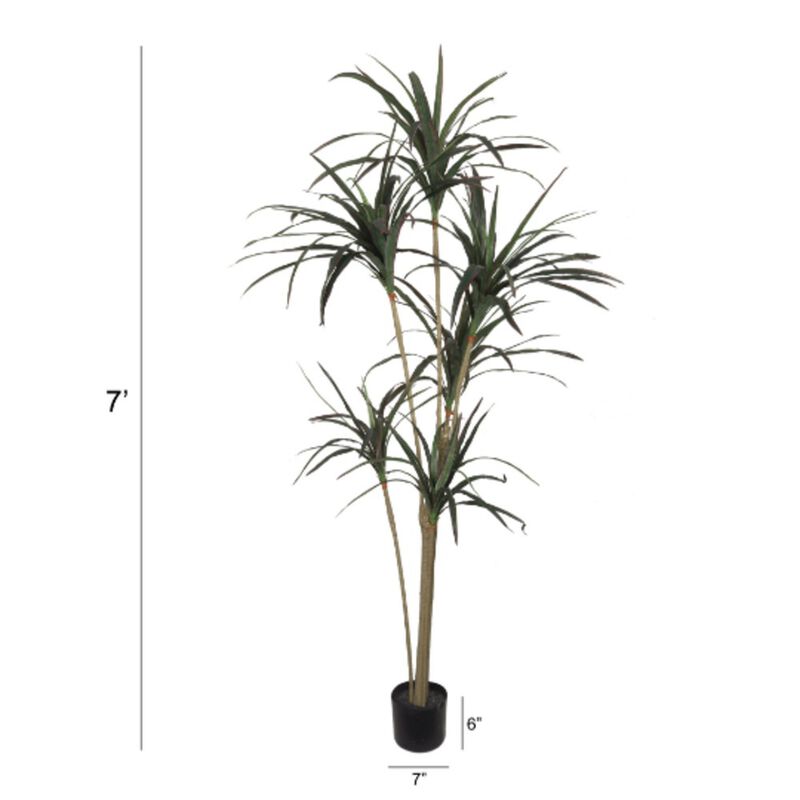 Artificial Dracena Marginata 6ft - Lifelike Faux Plant in Black Pot, Indoor Decor, Low Maintenance, Realistic Greenery