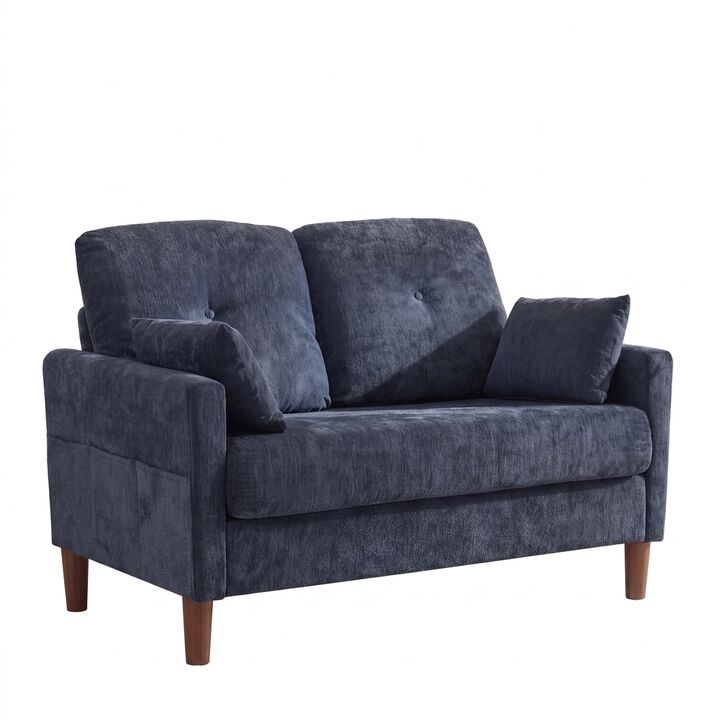 Vipbear 48" Chenille Loveseat Sofa for Small Spaces &ndash; 2-Seater Couch with Deep Seat, Side Pocket
