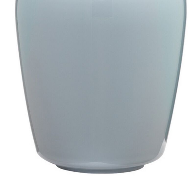 Table Lamp with Bellied Shape Ceramic Base, Gray - Benzara