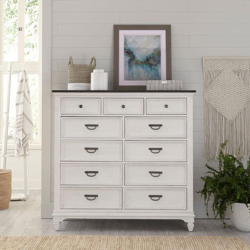 Liberty Furniture Allyson Park 11 Drawer Chesser in Wirebrushed White w/ Charcoal Top image number 6