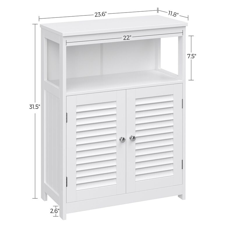 BreeBe White Free Standing Bathroom Cabinet with Shelf