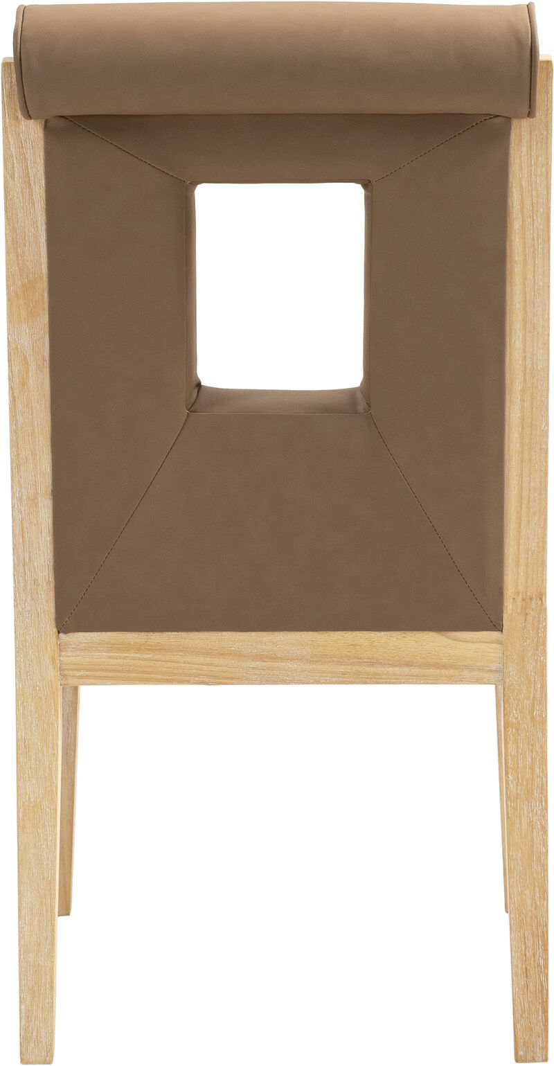 Meridian Furniture Gwendolyn Brown Vegan Leather Dining Side Chair, Set of 2