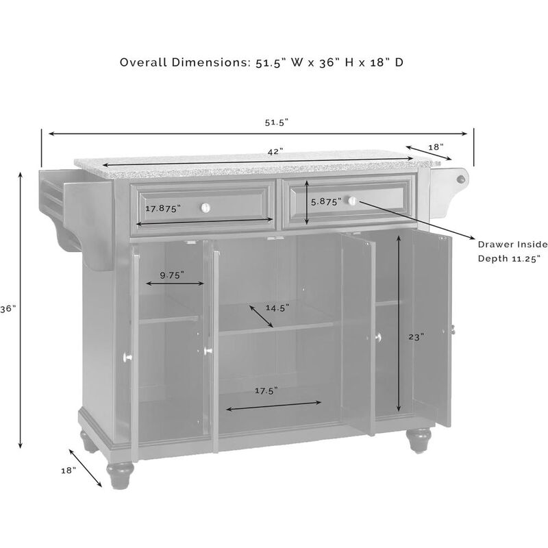 Cambridge Granite Top Full Size Kitchen Island/Cart