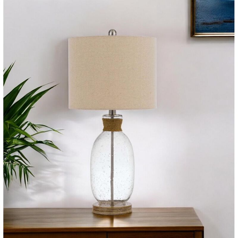 Hivvago 26" Brown Mason Jar Table Lamp With Brown Drum Shade