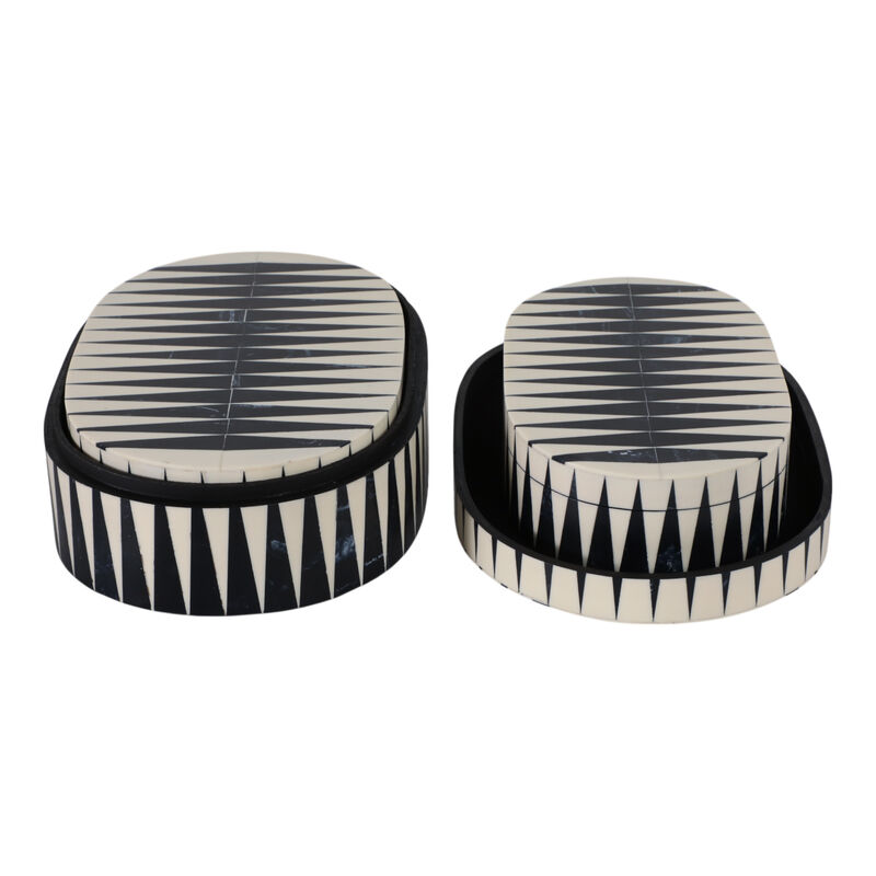 S/3 10/11/12" Oval Bold Lines Boxes, White/blue image number 3