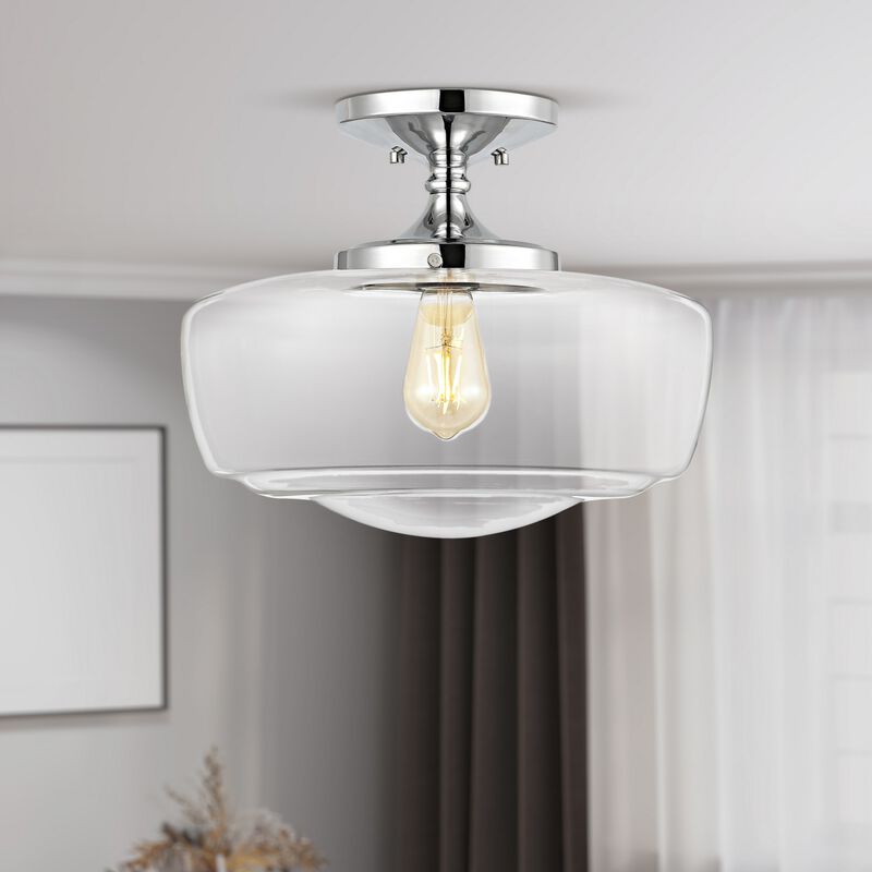Marfa Glass/Iron Farmhouse Modern LED Flush Mount