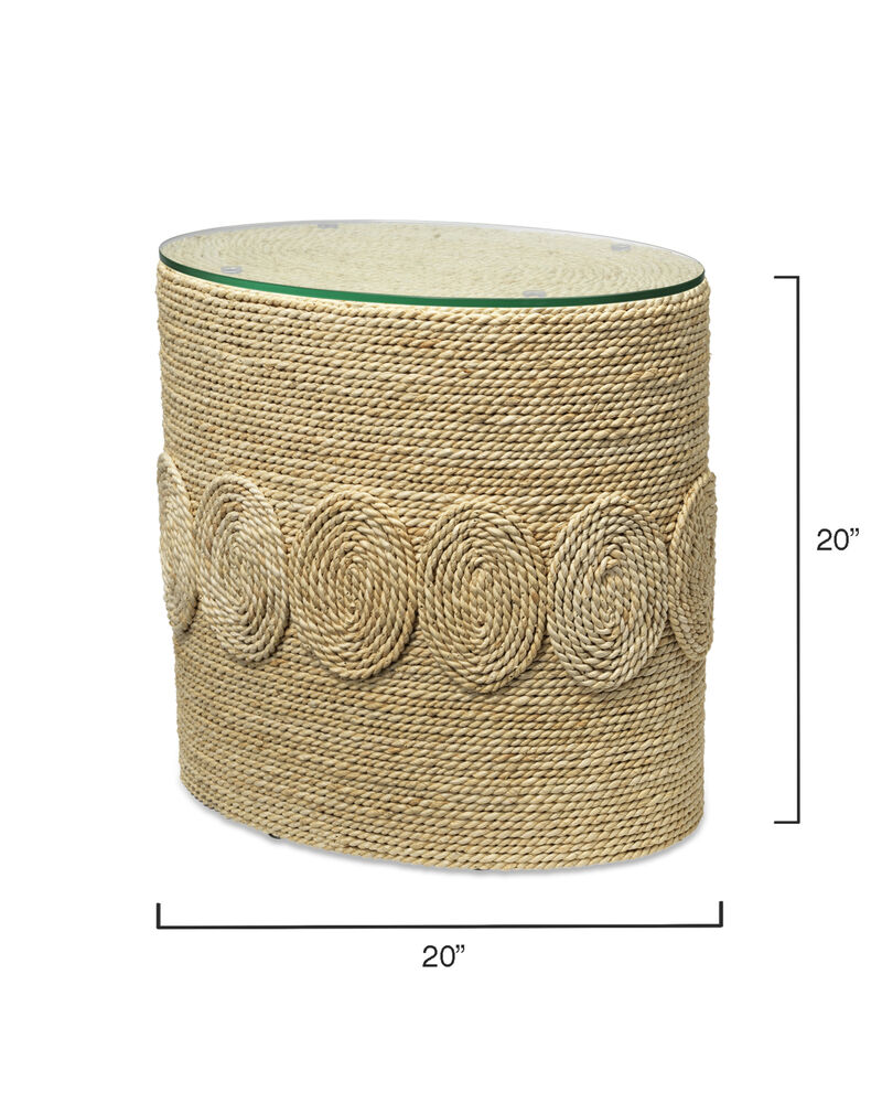 Barbados Oval Corn-Straw Side Table
