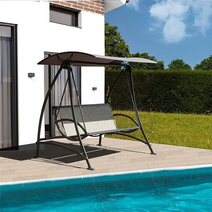 MONDAWE Patio Swing Chair with Adjustable Canopy and Durable Steel Frame Porch Swing Glider for Garden Deck Backyard
