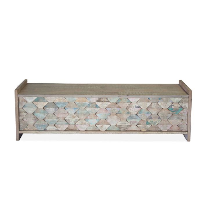 World Interiors Cordoba Storage Bench in Wood with Vintage Teal Finish
