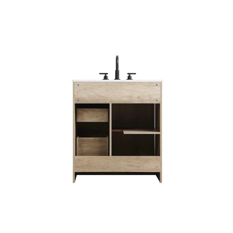 Elegant Kitchen and Bath Austin 30 Inch Single Bathroom Vanity In Natural Oak